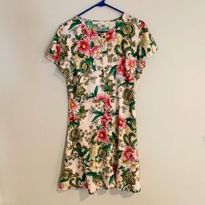 Loft floral button front dress